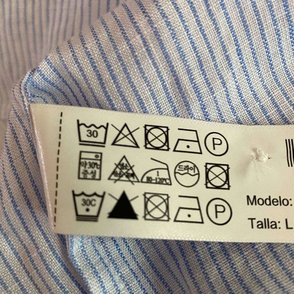Massimo Dutti Blue/White Striped 100% Linen Flowing Shirt. Size L. - Picture 9 of 10